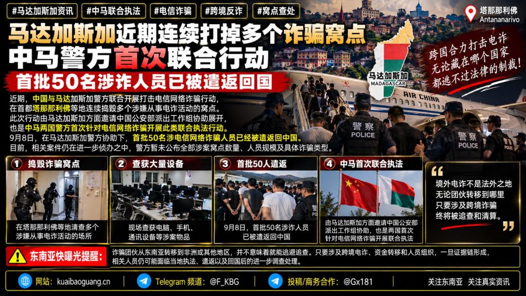 马达加斯加资讯｜中马警方联合打击电信诈骗，首批50人被遣返