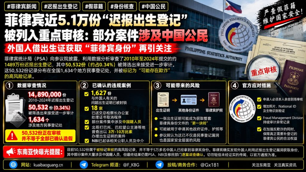 菲律宾｜迟报出生登记案涉中国公民被列重点审核非法获取菲律宾身份
