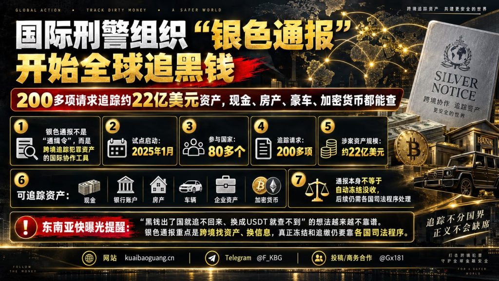 国际资讯｜国际刑警组织银色通报启动全球追黑钱，追踪约22亿美元资产
