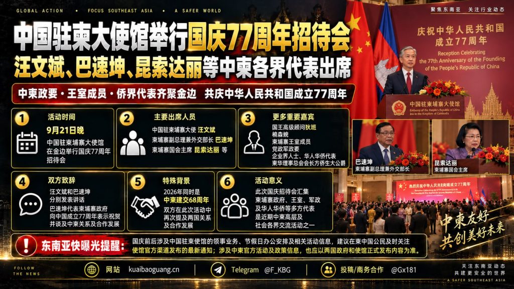 柬埔寨｜中国驻柬使馆举办国庆77周年招待会多方代表出席