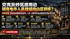 缅甸资讯｜交克及妙瓦底周边电诈人员疑向外围山区转移，采购大型帐篷藏匿