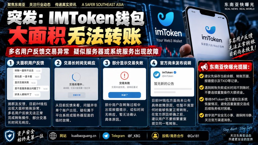 东南亚｜IMToken钱包大面积转账异常导致用户交易受阻