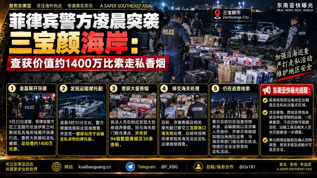菲律宾资讯｜警方凌晨突袭三宝颜海岸查获走私香烟 价值约1400万比索