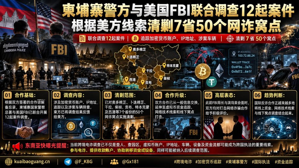 柬埔寨资讯｜柬埔寨警方与美国FBI联合调查，清剿7省50个网诈窝点