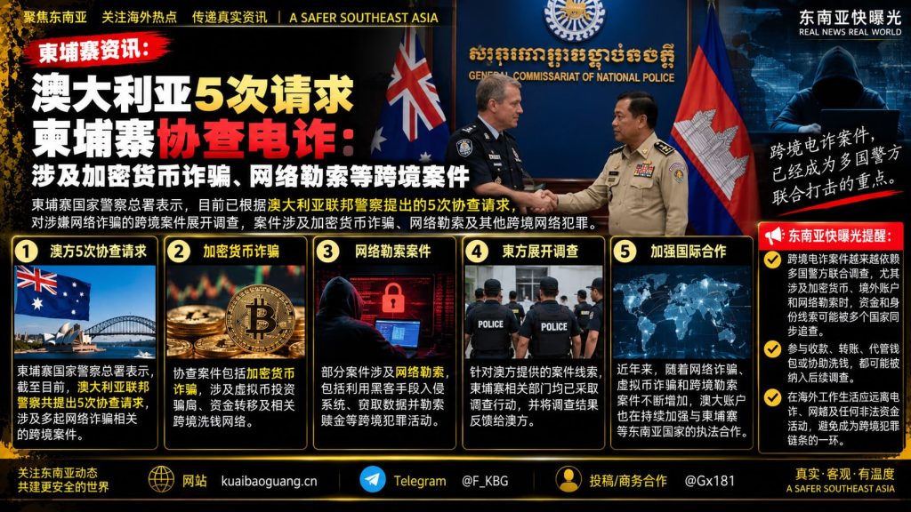 澳大利亚｜五次请求柬埔寨协查跨境电诈，聚焦加密货币与网络勒索