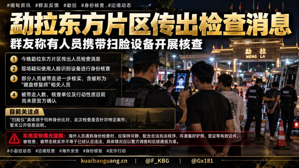 缅甸｜勐拉东方片区开展人脸识别身份核查，多名人员被带走核实