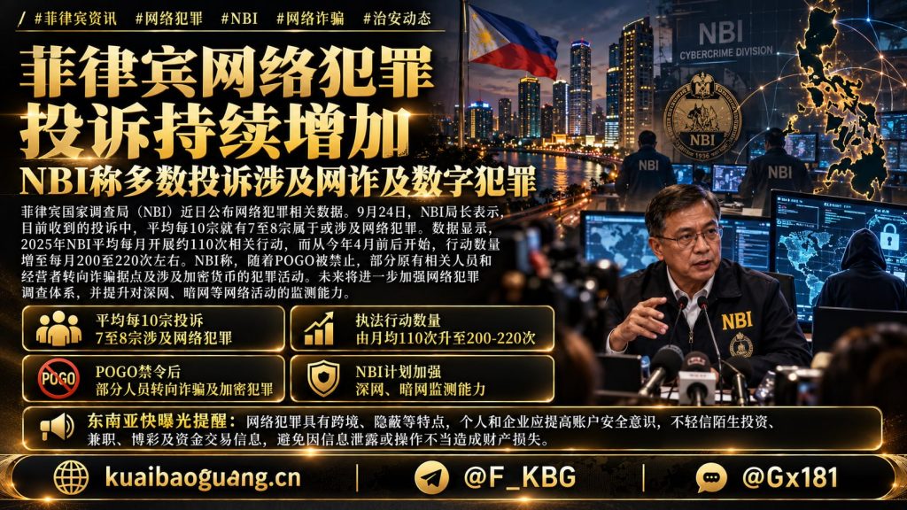 菲律宾资讯｜国家调查局公布数据，网诈及数字犯罪投诉占比居高不下