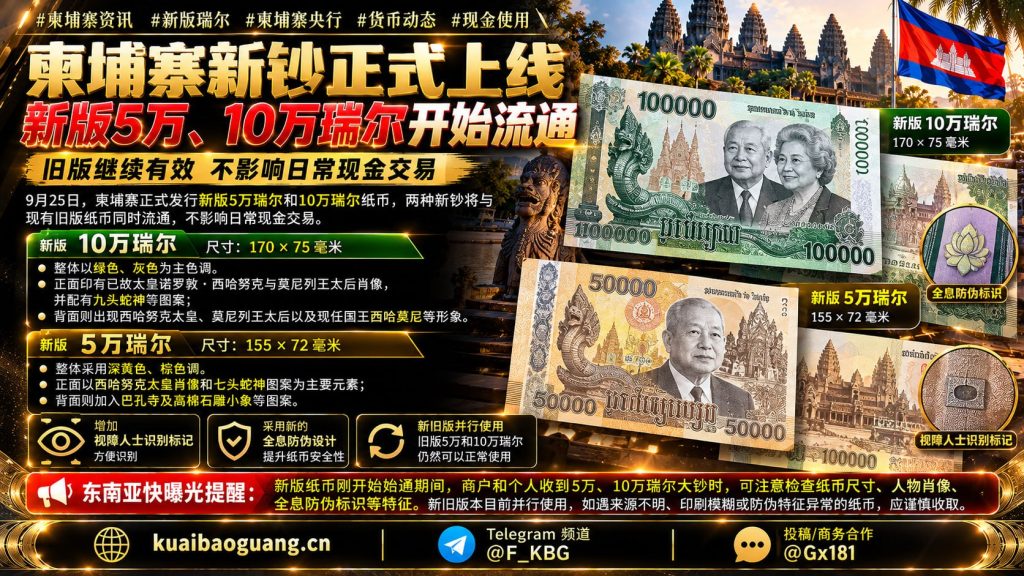 柬埔寨资讯｜新版5万与10万瑞尔纸币正式发行，旧版继续流通
