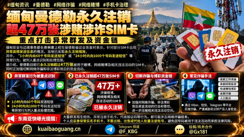 缅甸｜曼德勒省永久注销超47万张涉赌涉诈SIM卡行动