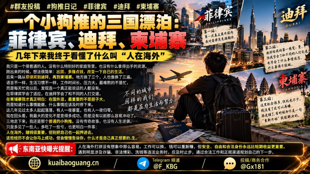 东南亚资讯｜一名普通海外务工人员自述：历经菲律宾迪拜柬埔寨三国漂泊经历