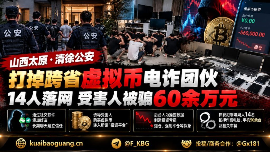 山西资讯｜太原清徐警方打掉跨省虚拟币电诈团伙，14人落网