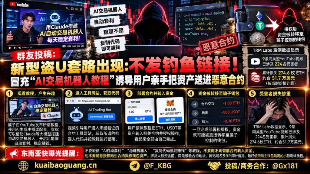 加密资讯｜加密圈出现新型盗U骗局，不发钓鱼链接改用AI交易机器人教程