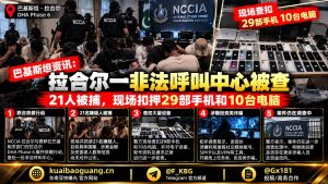 巴基斯坦｜拉合尔呼叫中心诈骗突袭行动 21人被捕