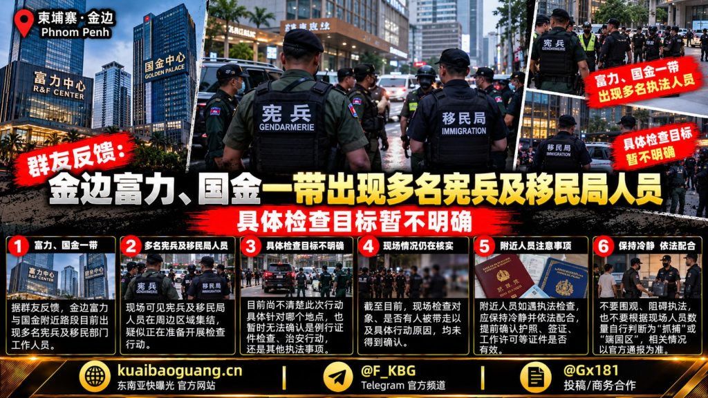 柬埔寨｜金边富力与国金路段宪兵、移民局人员进行现场检查