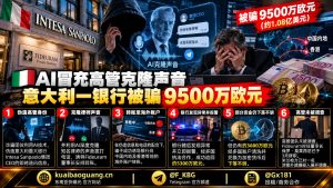 意大利｜AI克隆声骗银行，9500万欧元被转走，涉跨境洗钱