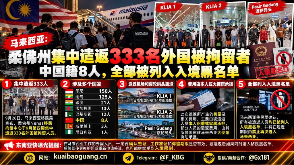 马来西亚资讯｜柔佛州移民拘留中心集中遣返333名外国被拘留者