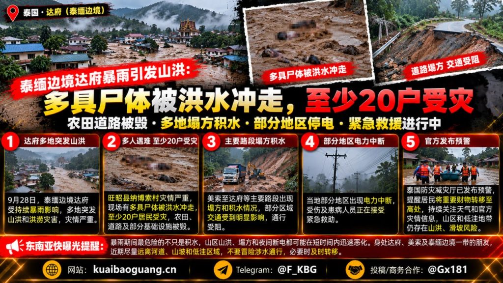泰国资讯｜泰缅边境达府突发山洪灾害，多具尸体被冲走20户受灾