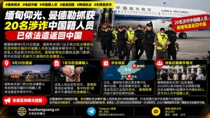 缅甸｜仰光曼德勒抓获20名中国籍电信诈骗嫌疑人并遣返