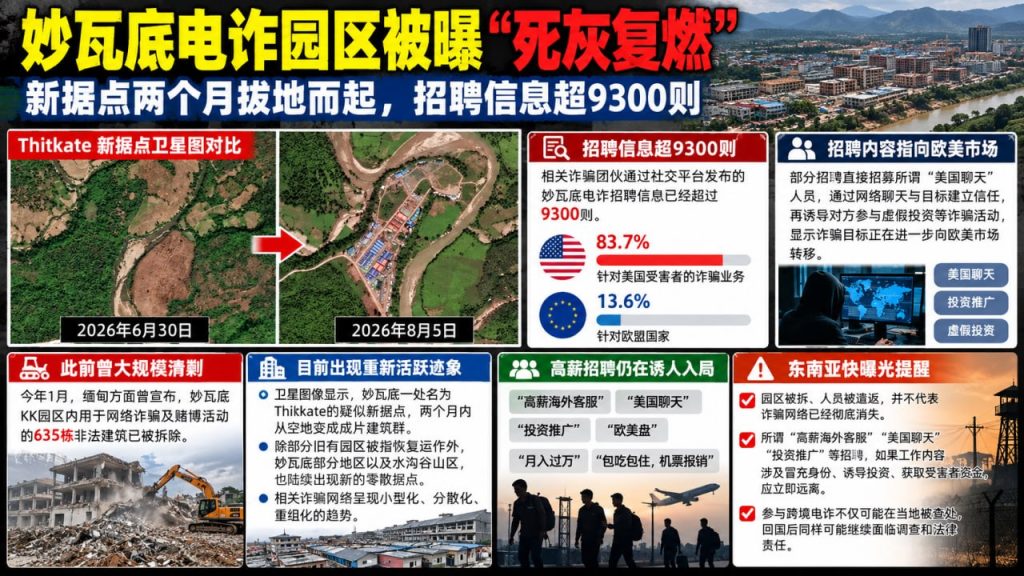 缅甸｜妙瓦底电诈园区死灰复燃新据点两月拔地而起招聘信息激增