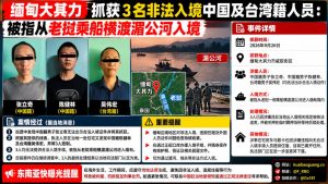 缅甸资讯｜大其力抓获3名非法入境中国及台湾籍人员