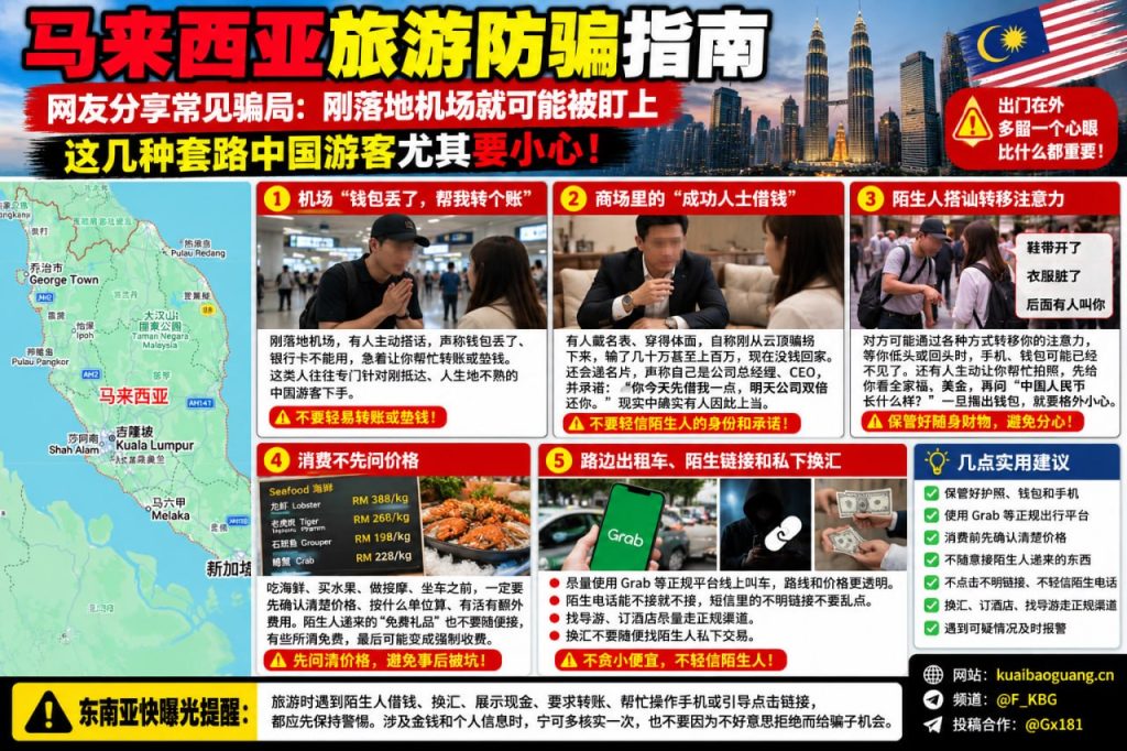 马来西亚｜游客警惕机场及街头五大常见诈骗手段防范指南