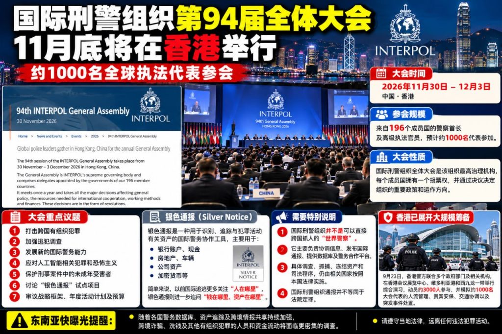 香港资讯｜国际刑警组织第94届全体大会11月底将在香港举行