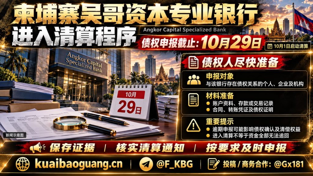 柬埔寨资讯｜吴哥资本专业银行启动清算程序，债权人须限期申报