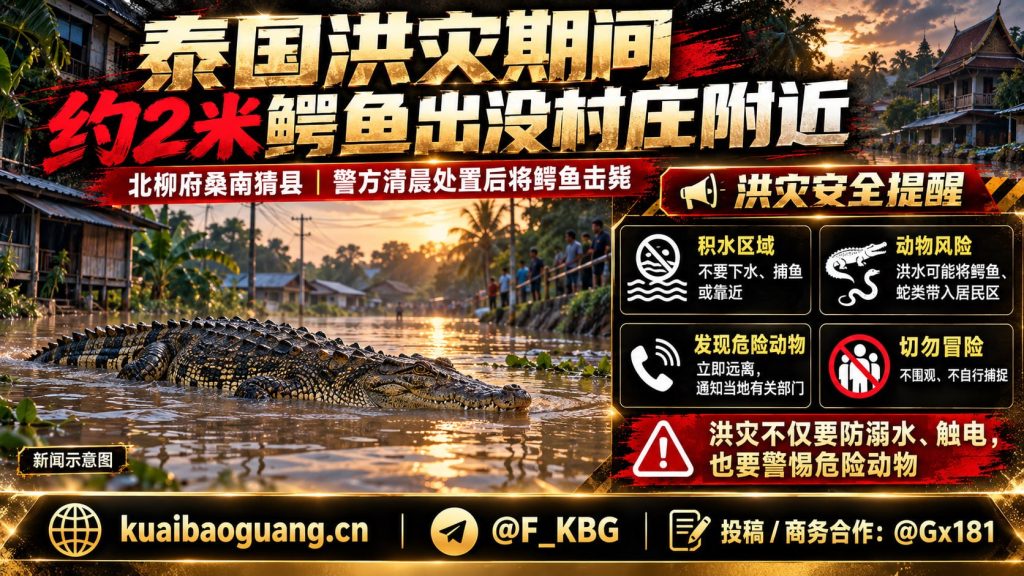 泰国资讯｜北柳府洪灾期间巨鳄闯入村庄附近，清晨被击毙