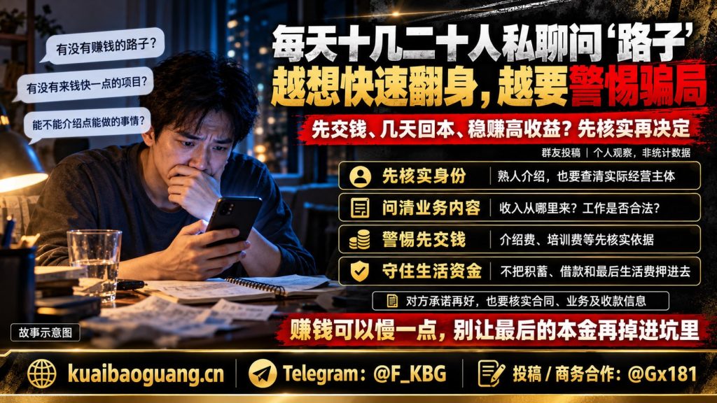 中国｜群友警示高风险赚钱项目频现诈骗风险，提醒防范