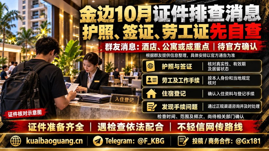 柬埔寨资讯｜金边十月重点排查外籍人员证件及居住情况