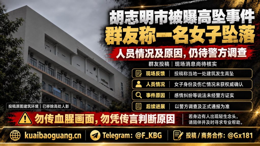 越南资讯｜胡志明市发生一起高坠事件，女子从高层坠落