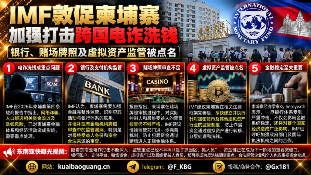 柬埔寨资讯｜国际货币基金组织建议加强银行赌场及虚拟资产监管以打击电诈洗钱