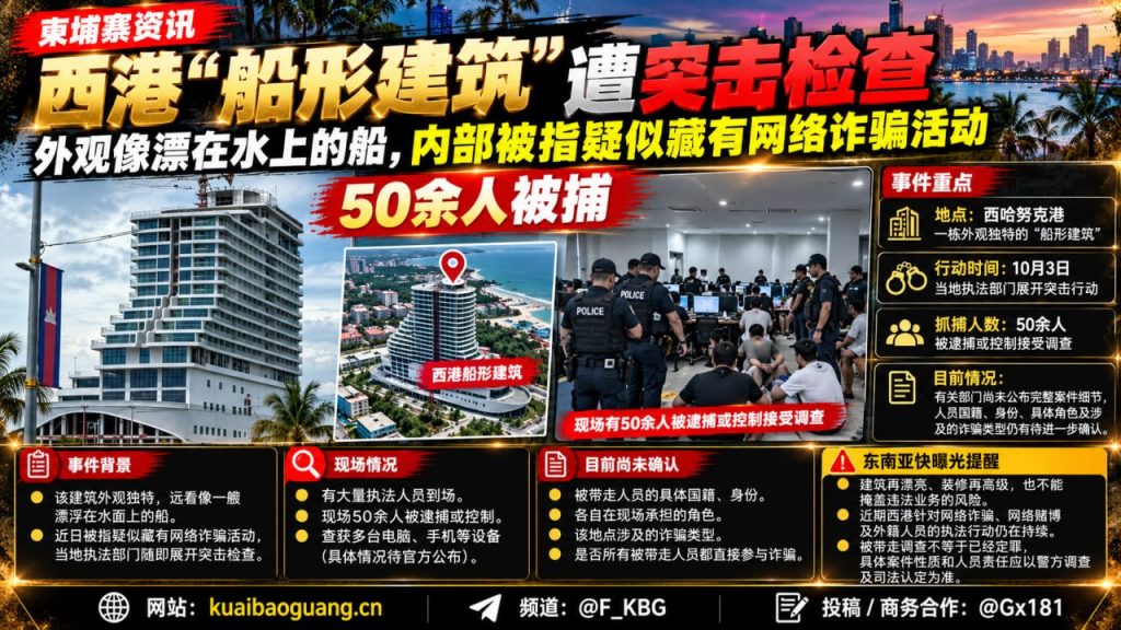 柬埔寨资讯｜西港船形建筑遭突击检查，五十余人被带走调查