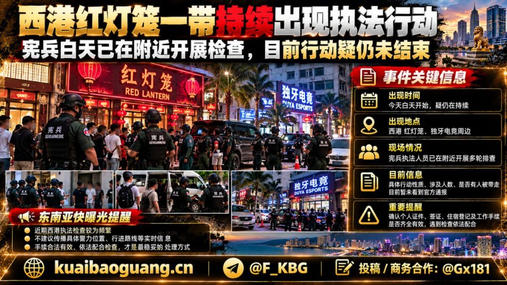 柬埔寨资讯｜西港红灯笼一带持续出现执法行动，宪兵已展开检查