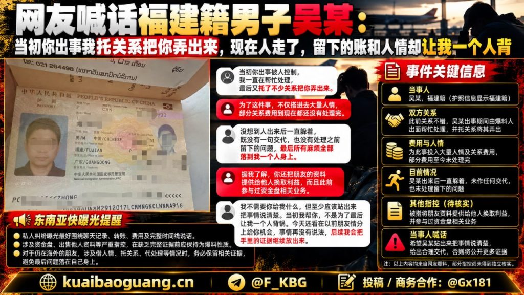 中国｜福建籍男子吴亦离世后，东南亚朋友纠纷导致资金与人情债务纠纷