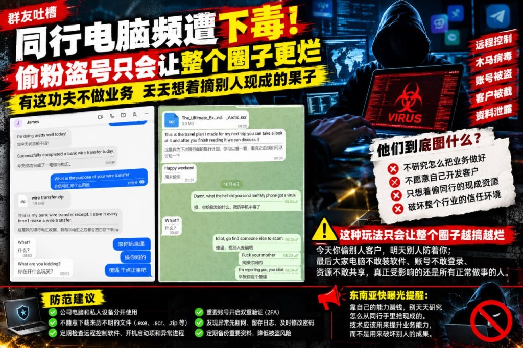 东南亚｜同行电脑植入病毒导致账号被盗与业务受损危机