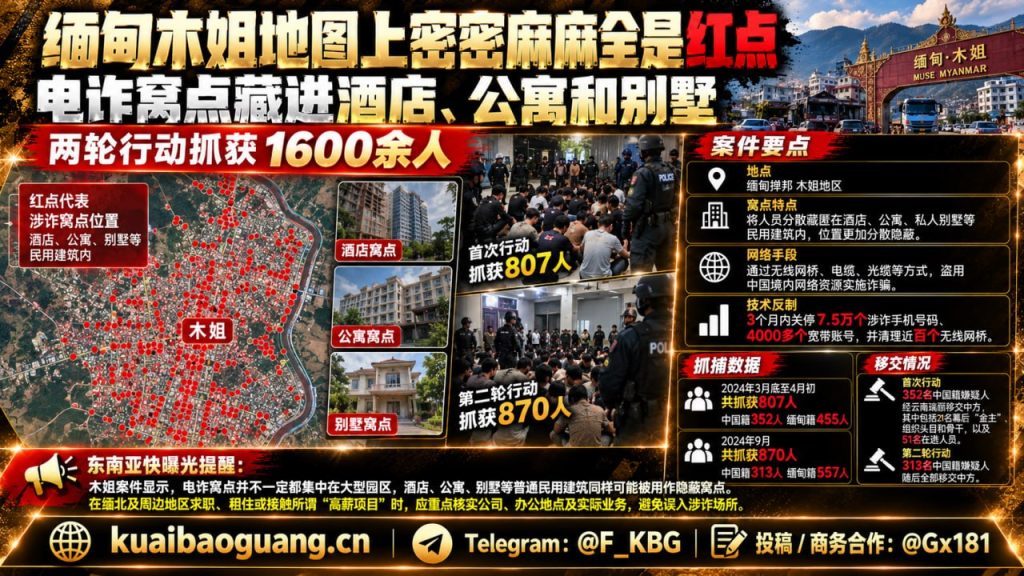 缅甸木姐｜中缅警方两轮联合行动，集中清剿分散藏匿于民用建筑的电诈窝点