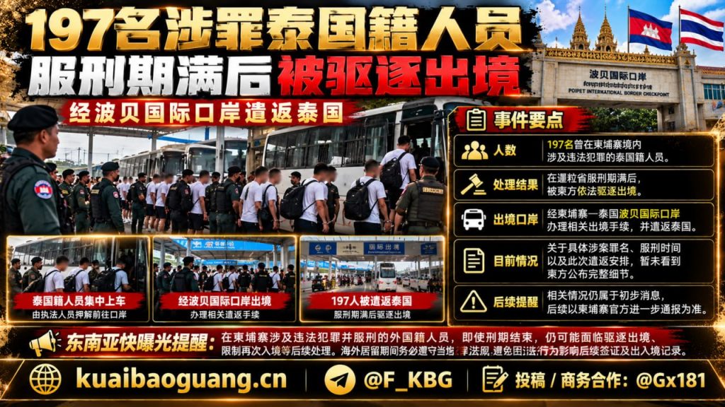 柬埔寨资讯｜197名涉罪泰国籍人员服刑期满经波贝口岸被遣返回国