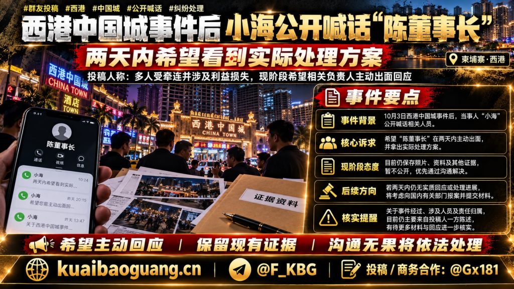 柬埔寨资讯｜西港中国城纠纷当事人公开喊话，限期两日提交处理方案