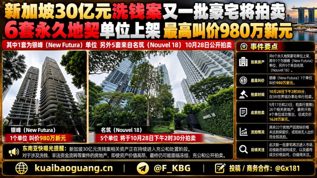 新加坡｜30亿元洗钱案相关豪宅再度拍卖六套最高价980万新元