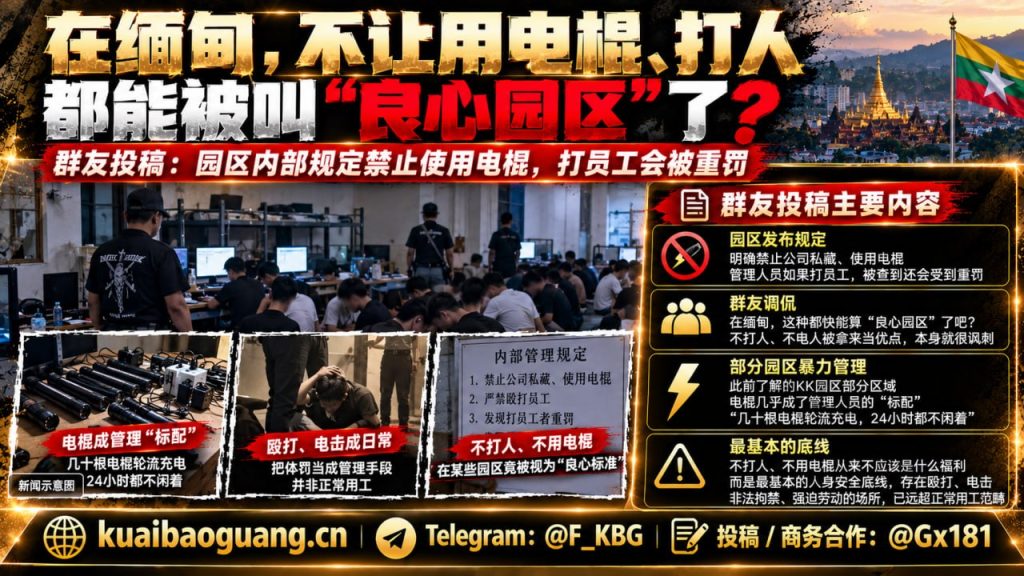缅甸资讯｜缅甸某园区出台规定禁止使用电棍，引发网友对园区管理的关注