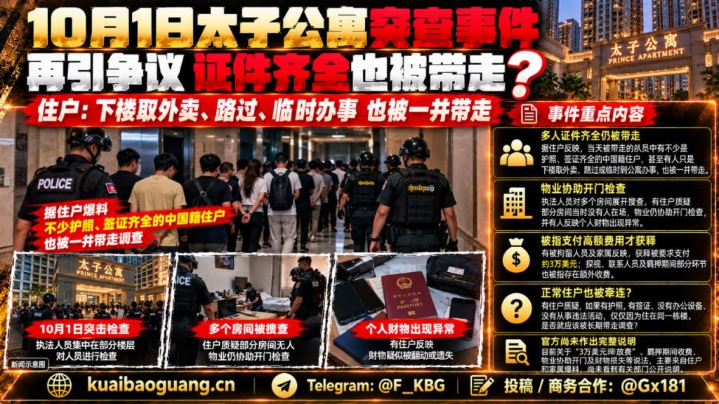 柬埔寨｜金边太子公寓突击检查导致华人被拘留并索取高额费用