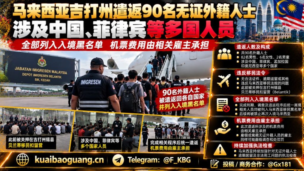 马来西亚｜吉打州遣返90名无证外籍人士并列入黑名单