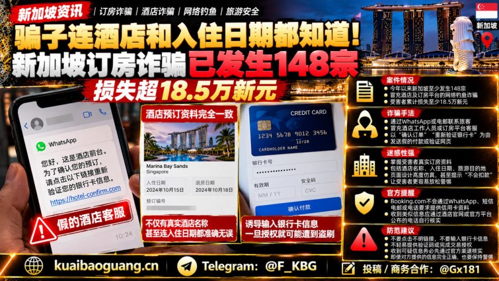 新加坡资讯｜网络钓鱼诈骗手法升级，订房旅客需警惕虚假客服