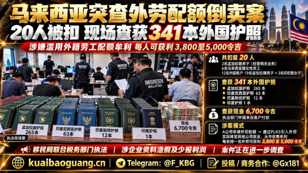 马来西亚｜雪兰莪外劳配额倒卖案20人被扣341本护照