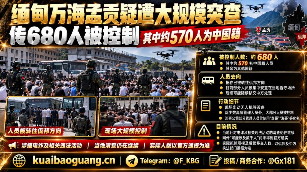 缅甸资讯｜孟贡一带疑遭突查，网传多人被控制并移交佤邦