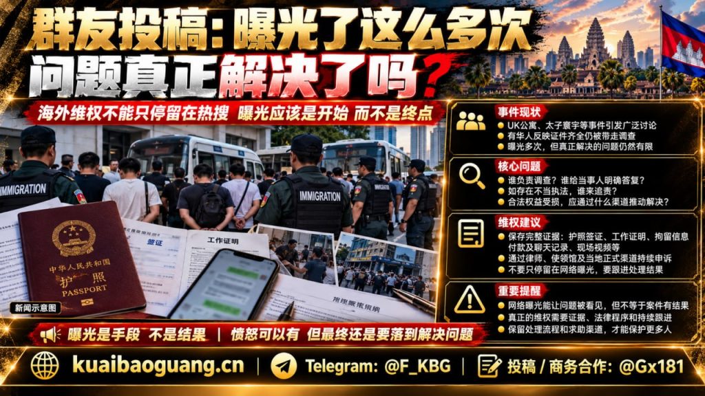 柬埔寨资讯｜海外华人维权事件频发，曝光与证据留存成讨论焦点