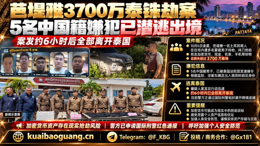 泰国｜芭堤雅持枪抢劫案5名中国嫌犯6小时内逃离出境