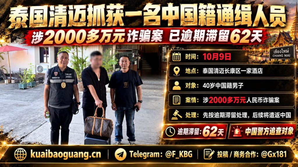泰国资讯｜清迈抓获一名中国籍通缉人员 涉诈骗案逾期滞留