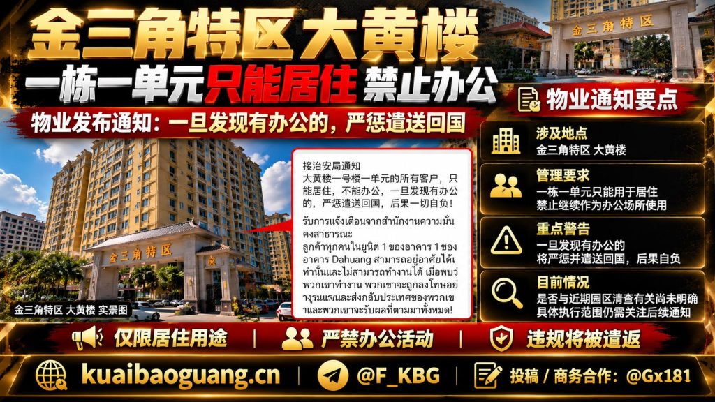 老挝资讯｜金三角特区大黄楼物业下发通知，一栋一单元调整为纯居住